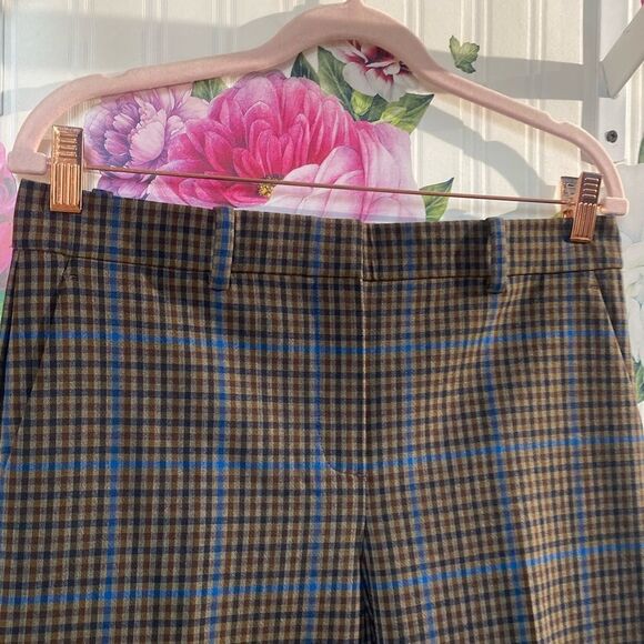 Theory Plaid Trousers in Brown and Blue Sz 6 - Picture 5 of 6